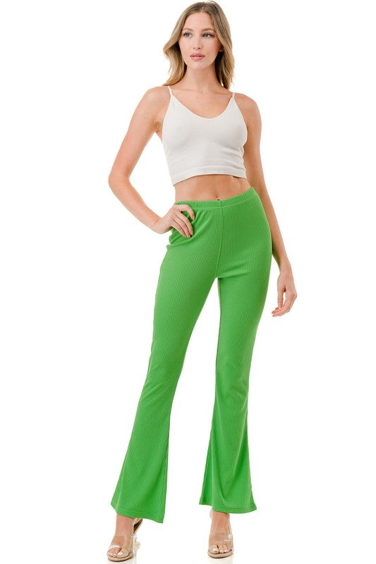 RIBBED WIDE LEG PANTS