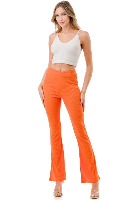 RIBBED WIDE LEG PANTS