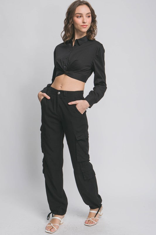 LONG CARGO PANTS WITH SIDE POCKETS