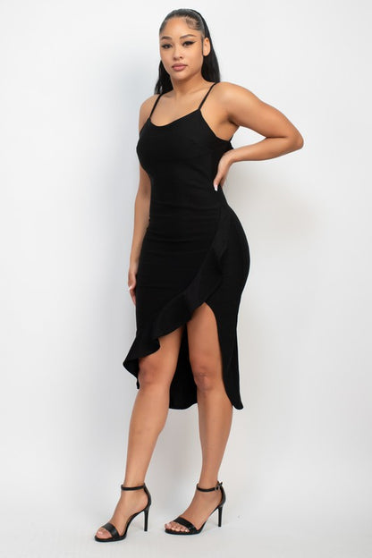 ASYMMETRICAL RUFFLE TRIM Cocktail  DRESS