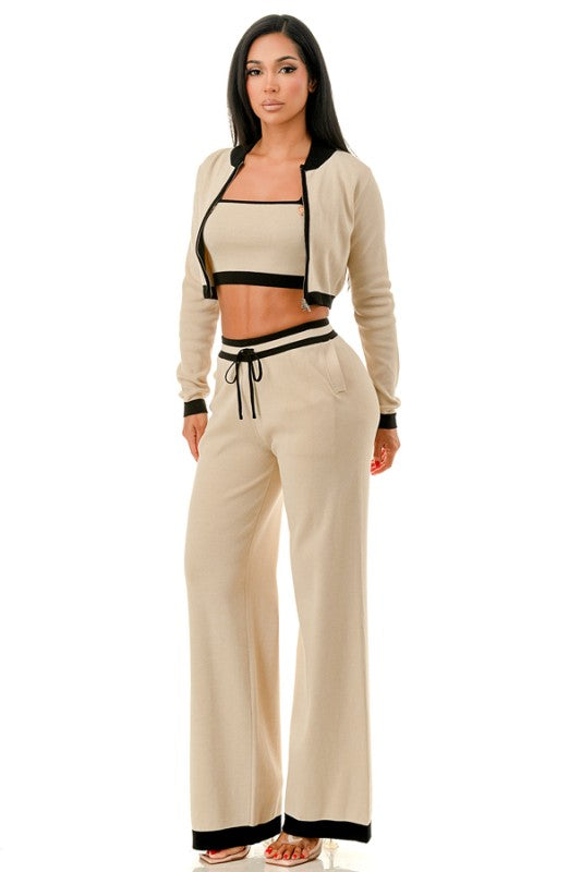 THREE PIECES SWEATER KNIT SET