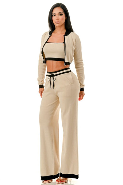 THREE PIECES SWEATER KNIT SET
