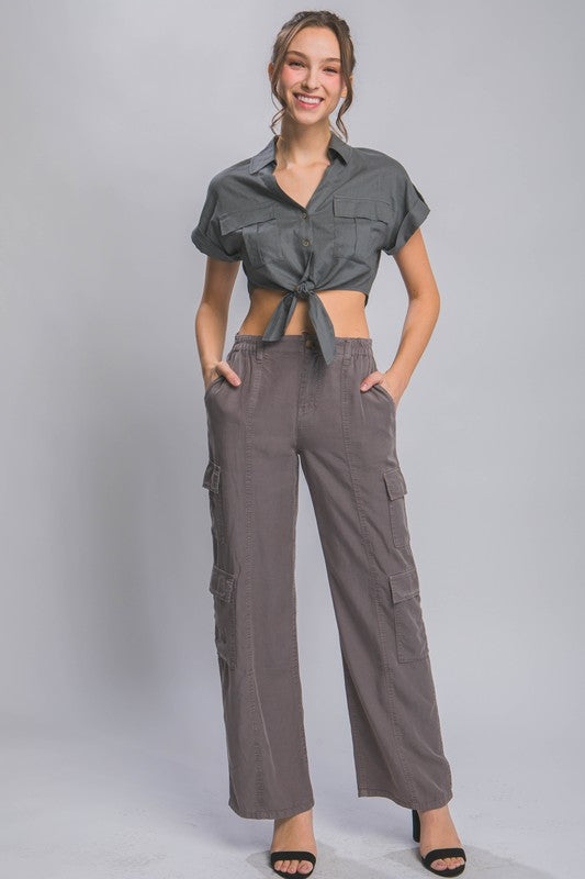 FULL-LENGTH TENCEL CARGO PANTS