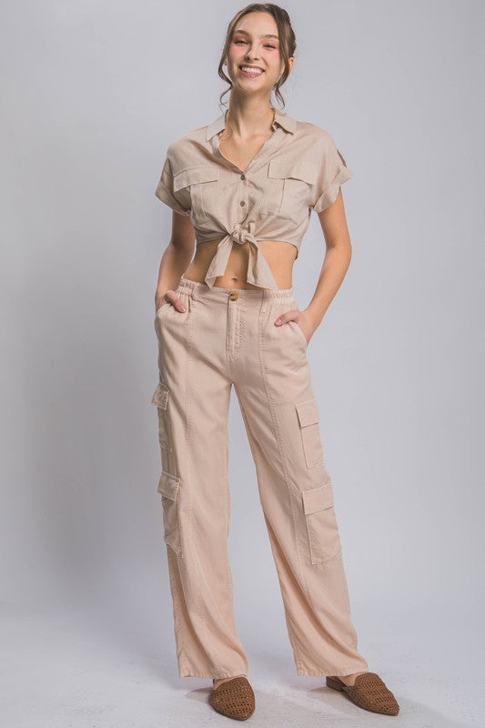 FULL-LENGTH TENCEL CARGO PANTS