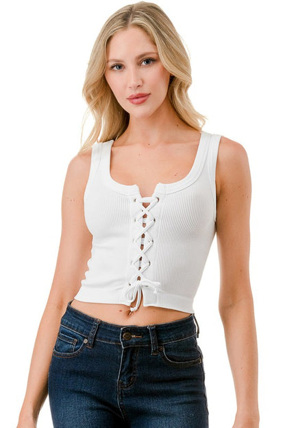 LACE UP FRONT TANK TOP