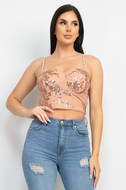 Kurzes Camisole-Top mit Squin