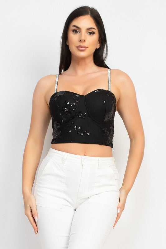 Kurzes Camisole-Top mit Squin