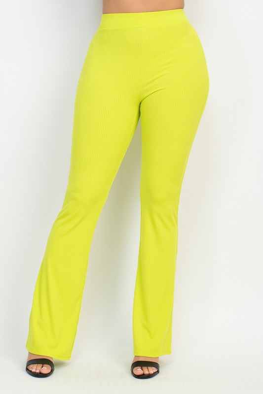 Rib Fit Flare Solid Pants