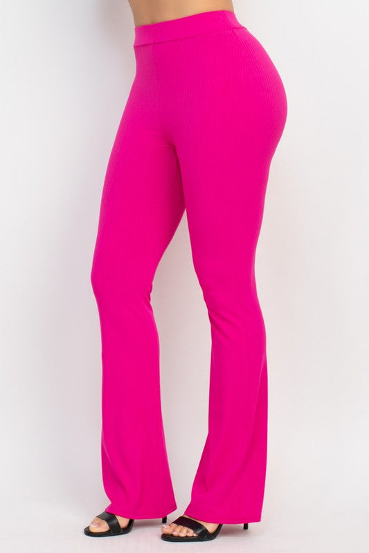 Rib Fit Flare Solid Pants