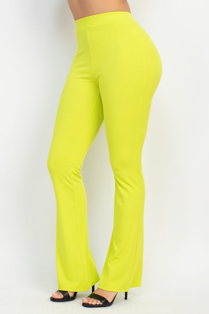 Rib Fit Flare Solid Pants