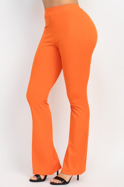 Rib Fit Flare Solid Pants