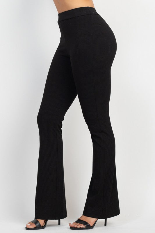 Rib Fit Flare Solid Pants