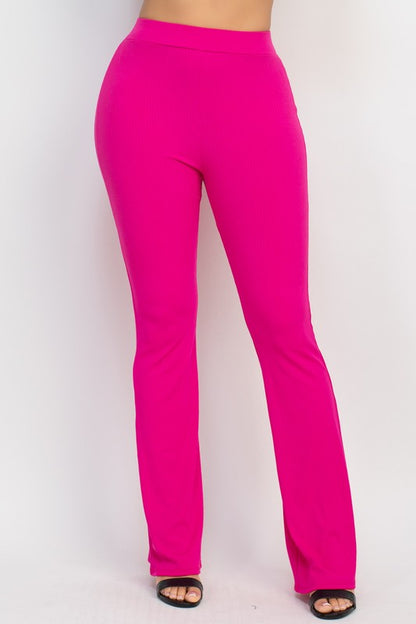 Rib Fit Flare Solid Pants