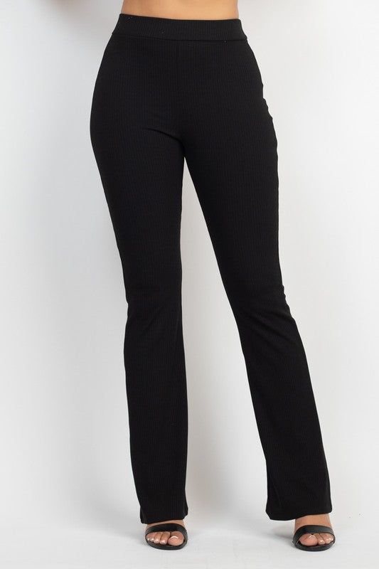 Rib Fit Flare Solid Pants