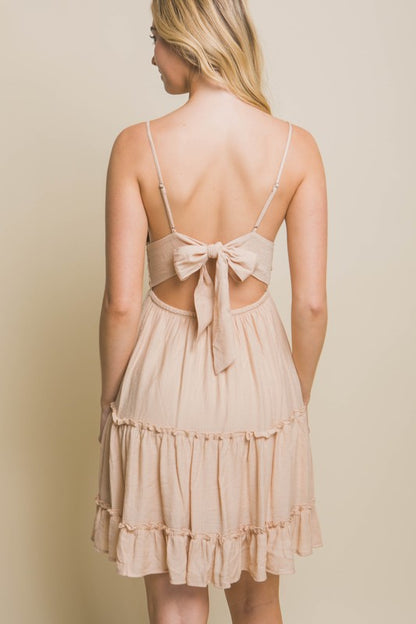 LACED PANELED TIE BACK DRESS