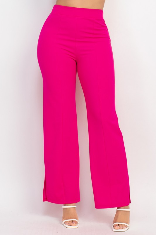 WIDE LEG CASUAL SLIT PANTS