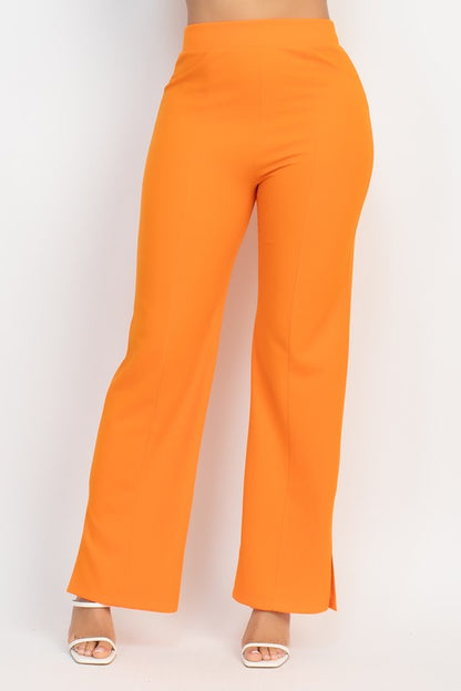 WIDE LEG CASUAL SLIT PANTS