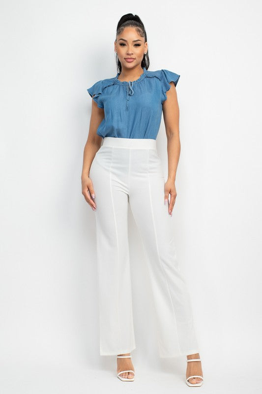 WIDE LEG CASUAL SLIT PANTS