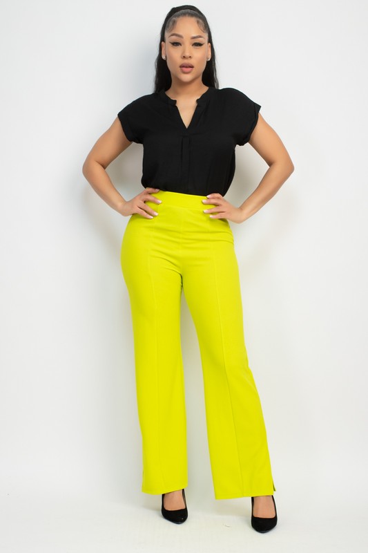 WIDE LEG CASUAL SLIT PANTS