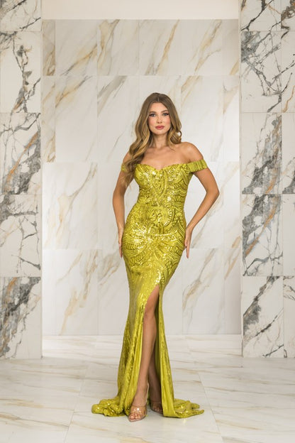 OFF-THE-SHOULDER MERMAID SEQUINS MAXI FORMAL