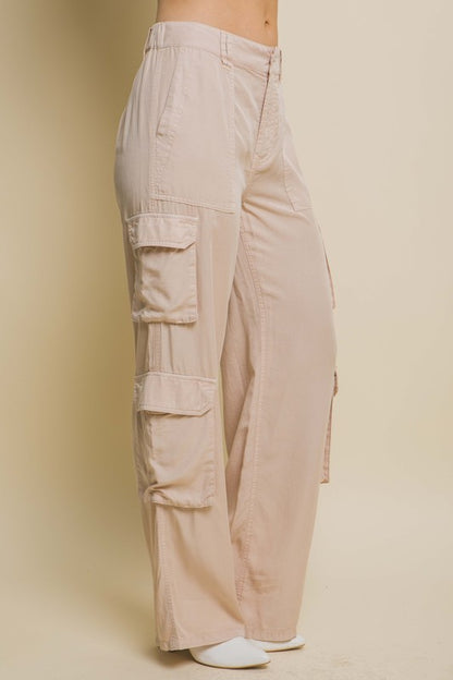 TENCEL ANKLE LENGTH CARGO PANTS