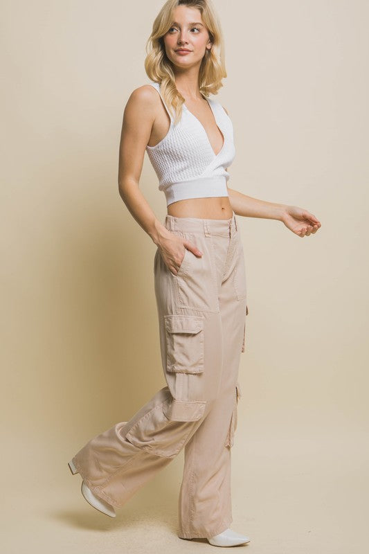 TENCEL ANKLE LENGTH CARGO PANTS