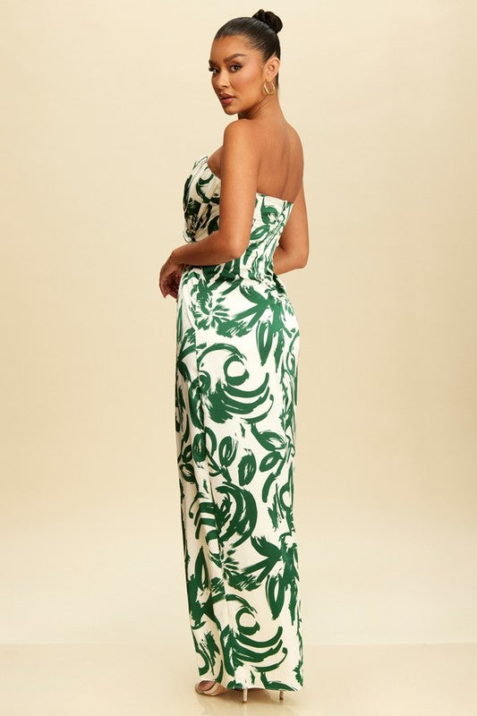 2TONE STRAPLESS GOWN DRESS