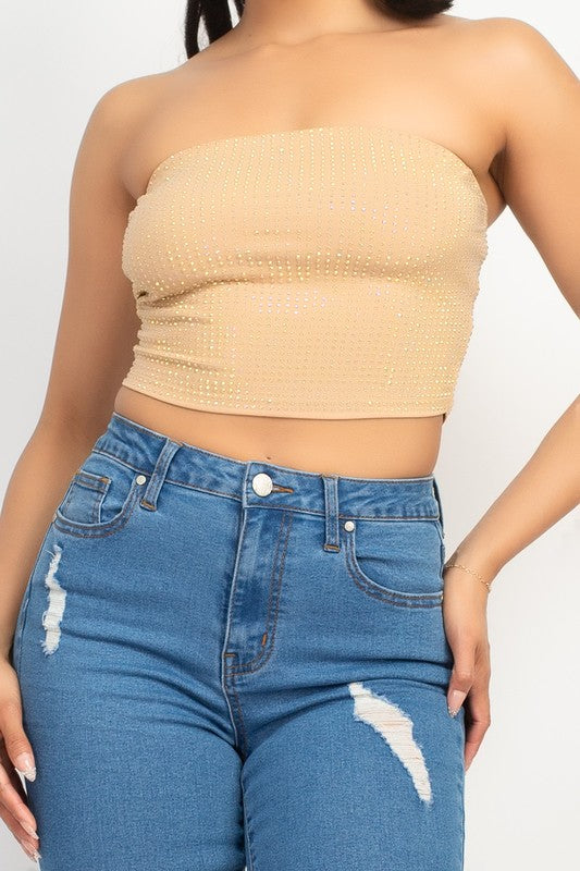 CROP-TOP MIT STRASS