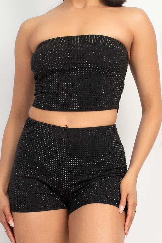 CROP-TOP MIT STRASS