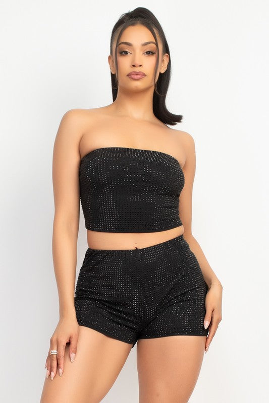 CROP-TOP MIT STRASS