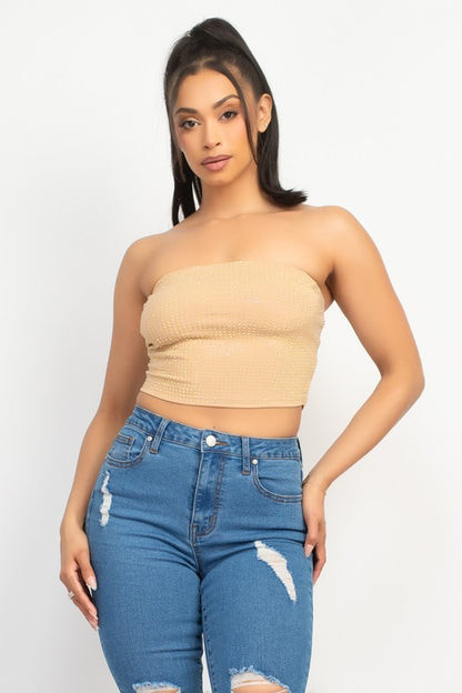 CROP-TOP MIT STRASS