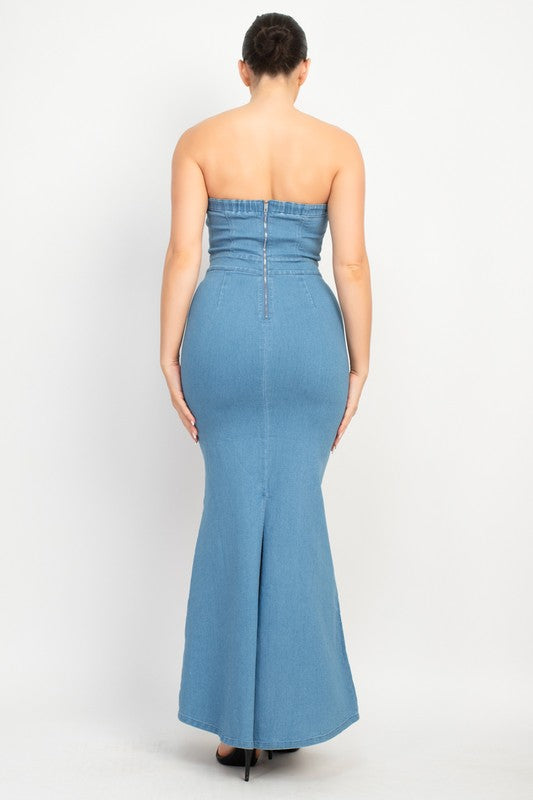 TUBE TOP SLIT MERMAID DRESS