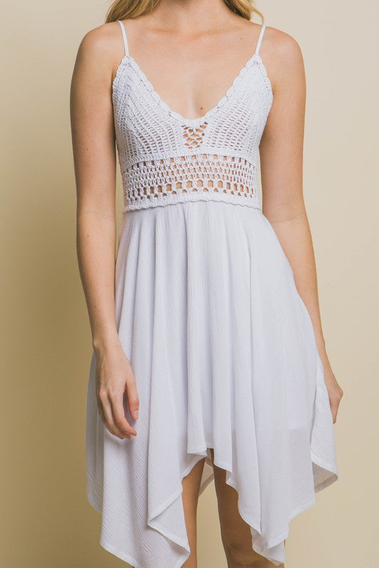 CREPON LACED MINI DRESS