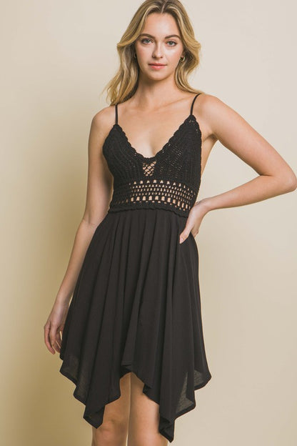 CREPON LACED MINI DRESS