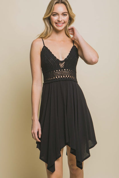 CREPON LACED MINI DRESS