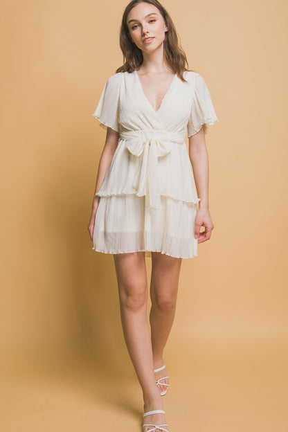 SHORT SLEEVE RUFFLE DRESS