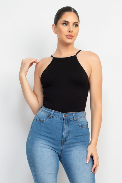 DOUBLE LAYER HALTER CAMI BODYSUIT