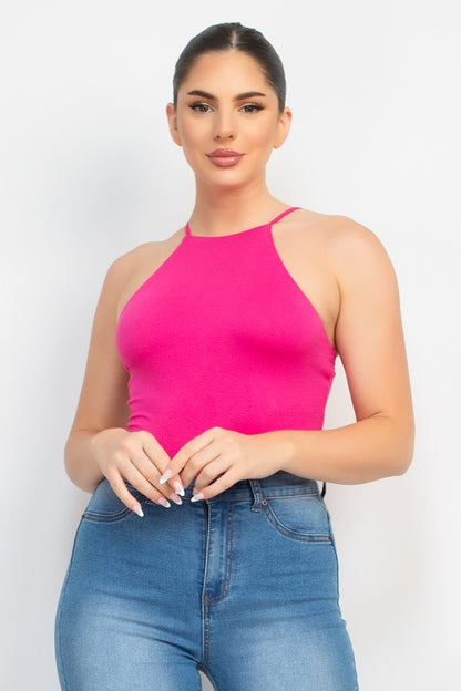 DOUBLE LAYER HALTER CAMI BODYSUIT