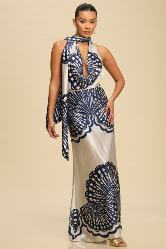 ARIA COWL SARIN TIRE MAXI DRESS