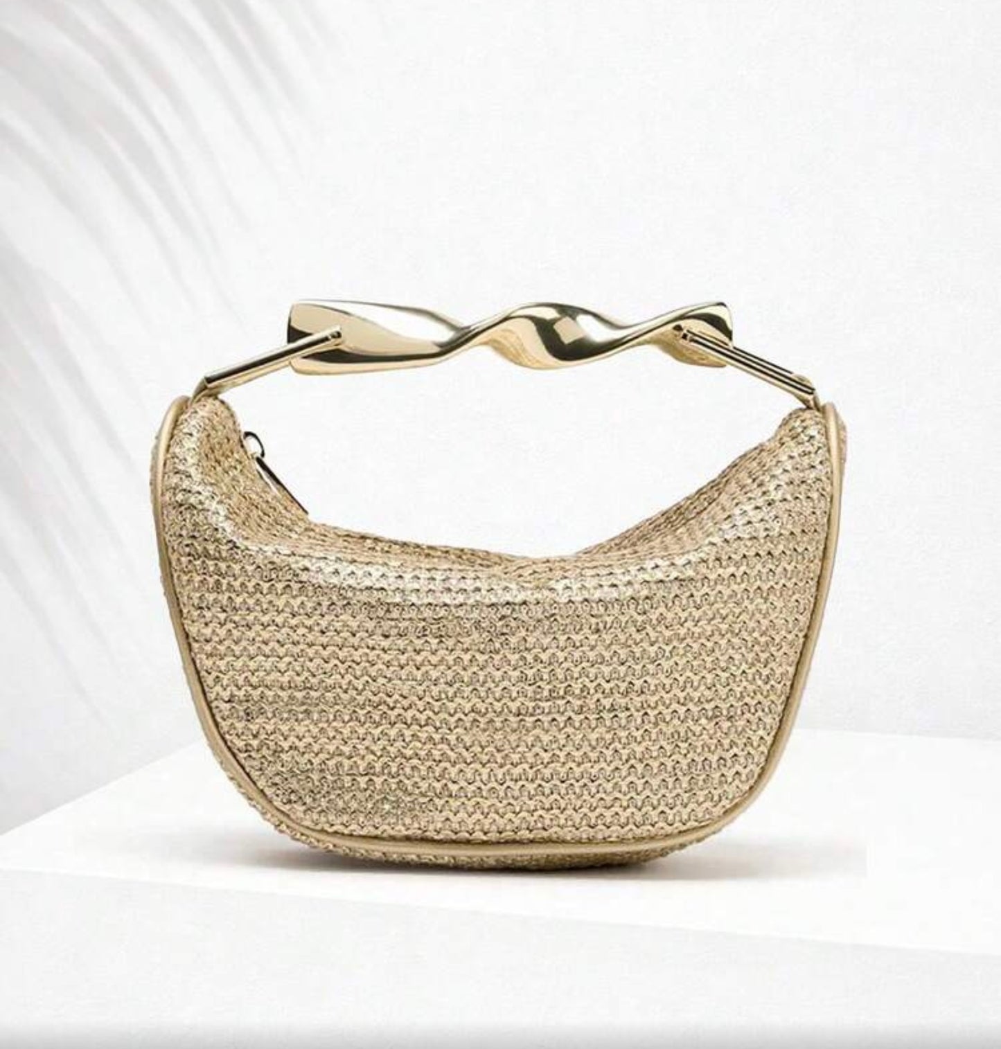 WOVEN METALLIC CUMMER CLUTCH BAG