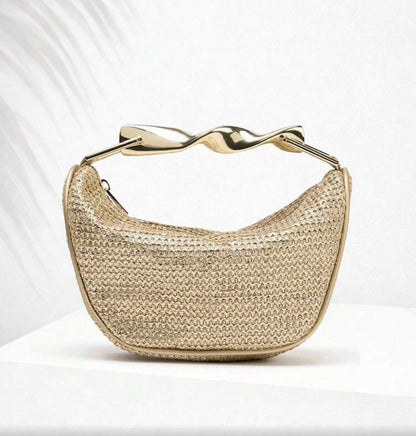 WOVEN METALLIC CUMMER CLUTCH BAG