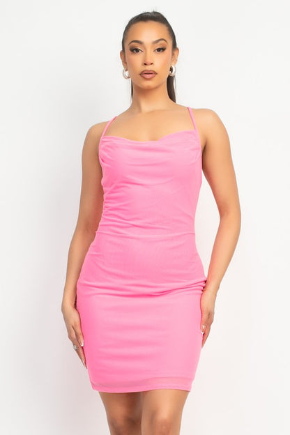 COWL NECK CAMI BODYCON DRESS