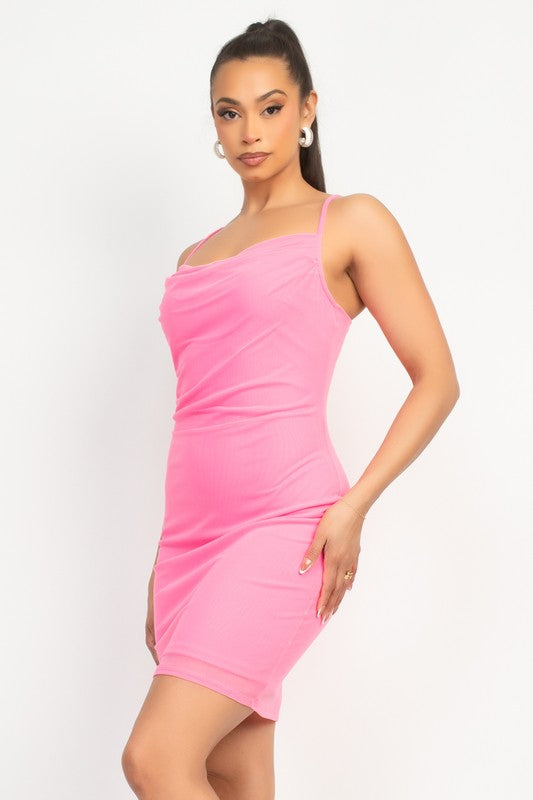 COWL NECK CAMI BODYCON DRESS