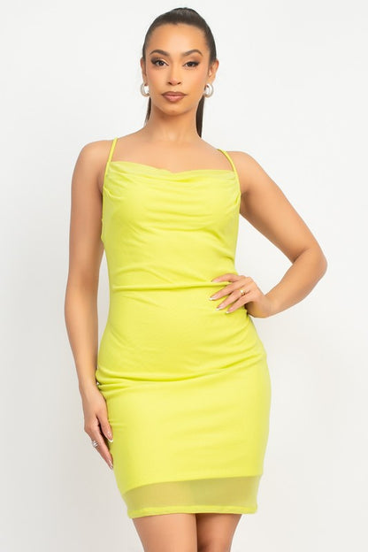 COWL NECK CAMI BODYCON DRESS