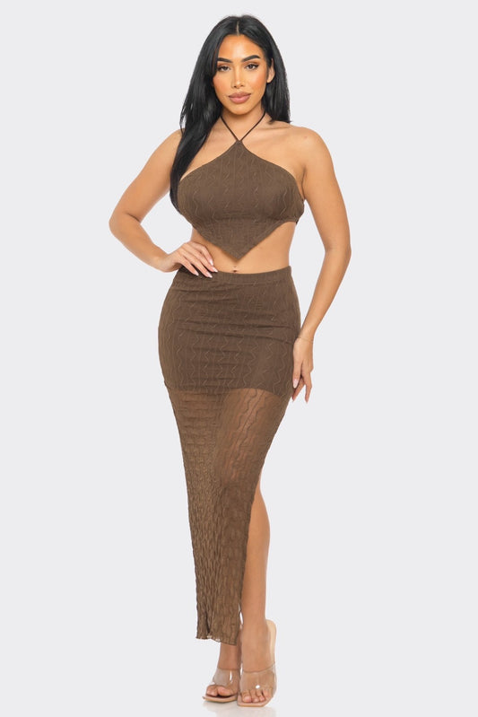 HALTER TOP MIDI SKIRT SET