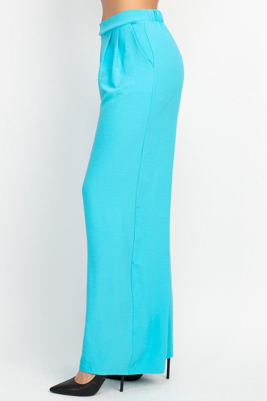 PLEATED HIGH-RISE WIDE PANTS