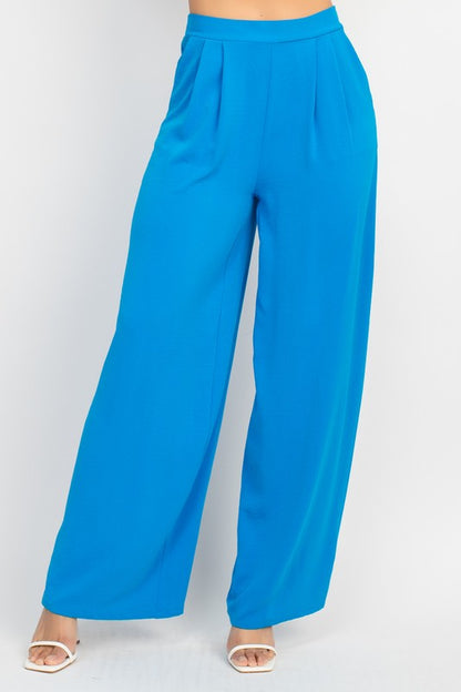 PLEATED HIGH-RISE WIDE PANTS