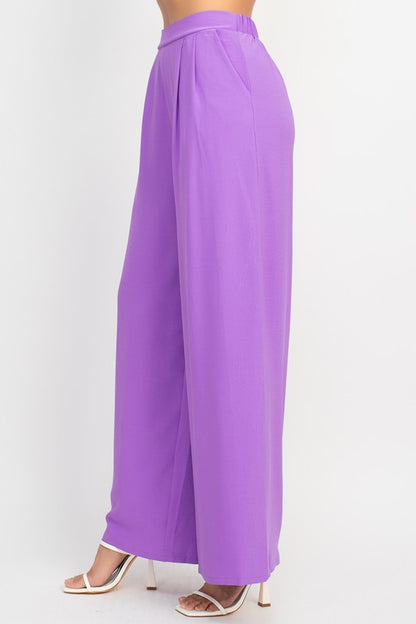 PLEATED HIGH-RISE WIDE PANTS