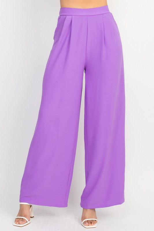 PLEATED HIGH-RISE WIDE PANTS