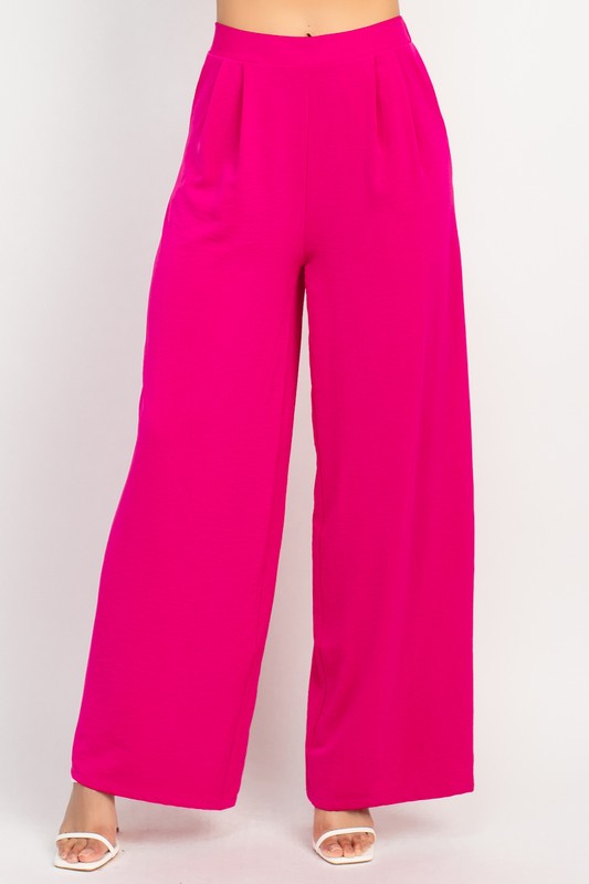 PLEATED HIGH-RISE WIDE PANTS